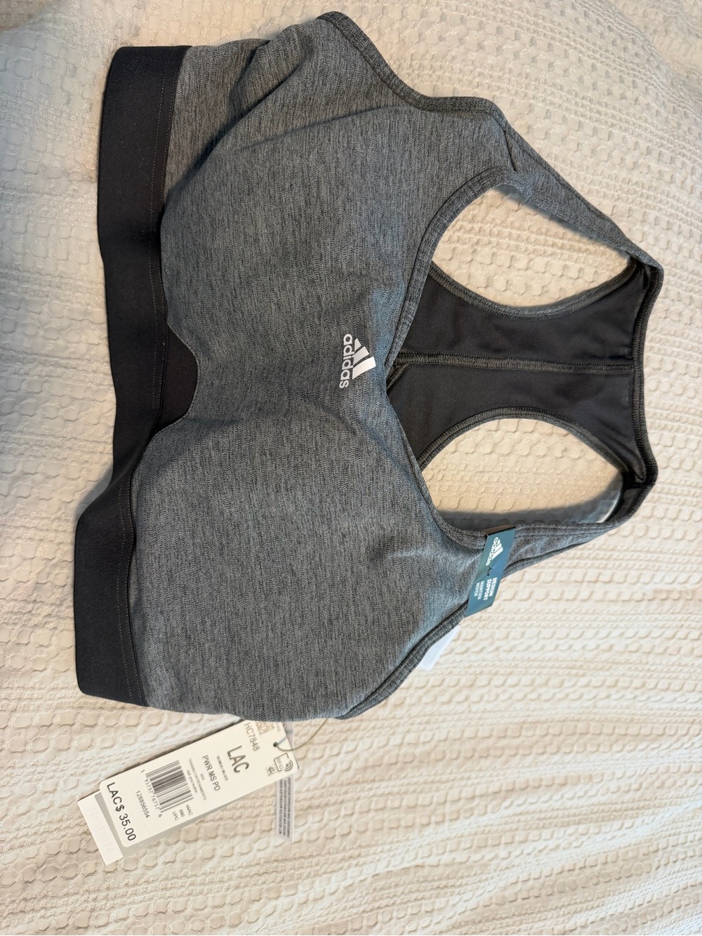 adidas Grey & Black Racerback Sports Bra